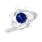 Lab Grown Blue Sapphire and Diamond Flower Bypass Ring