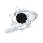 Certified 0.8 Carat Lab Grown Black Diamond Flower Engagement Ring with White Diamond