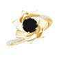 Certified 0.8 Carat Lab Grown Black Diamond Flower Engagement Ring with White Diamond