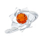Flower Inspired Fire Opal Engagement Ring with Diamond