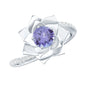 Real Tanzanite Rose Flower Engagement Ring with Diamond Bypass Shank