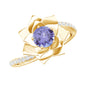 Real Tanzanite Rose Flower Engagement Ring with Diamond Bypass Shank