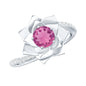 Pink Tourmaline and Diamond Flower Engagement Ring with Bypass Shank