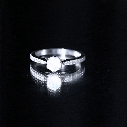 Genuine Ethiopian Rainbow Opal Engagement Ring with Diamond Side Stones
