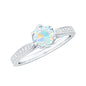 Genuine Ethiopian Rainbow Opal Engagement Ring with Diamond Side Stones