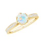 Genuine Ethiopian Rainbow Opal Engagement Ring with Diamond Side Stones