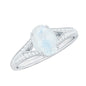 0.6 Carat Oval Cut Moonstone Solitaire Engagement Ring with Diamond Accent