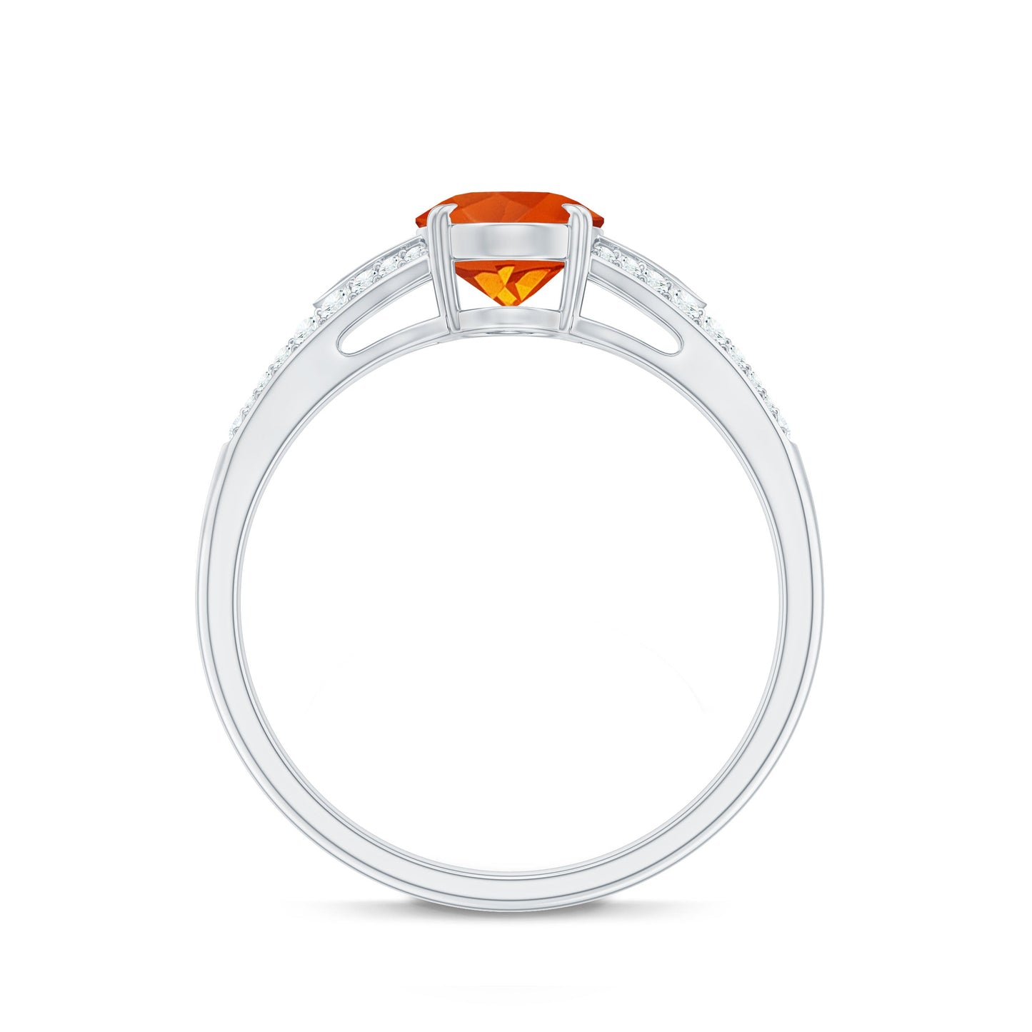 Oval 1 Carat Fire Opal Engagement Ring with Diamond Split Shank