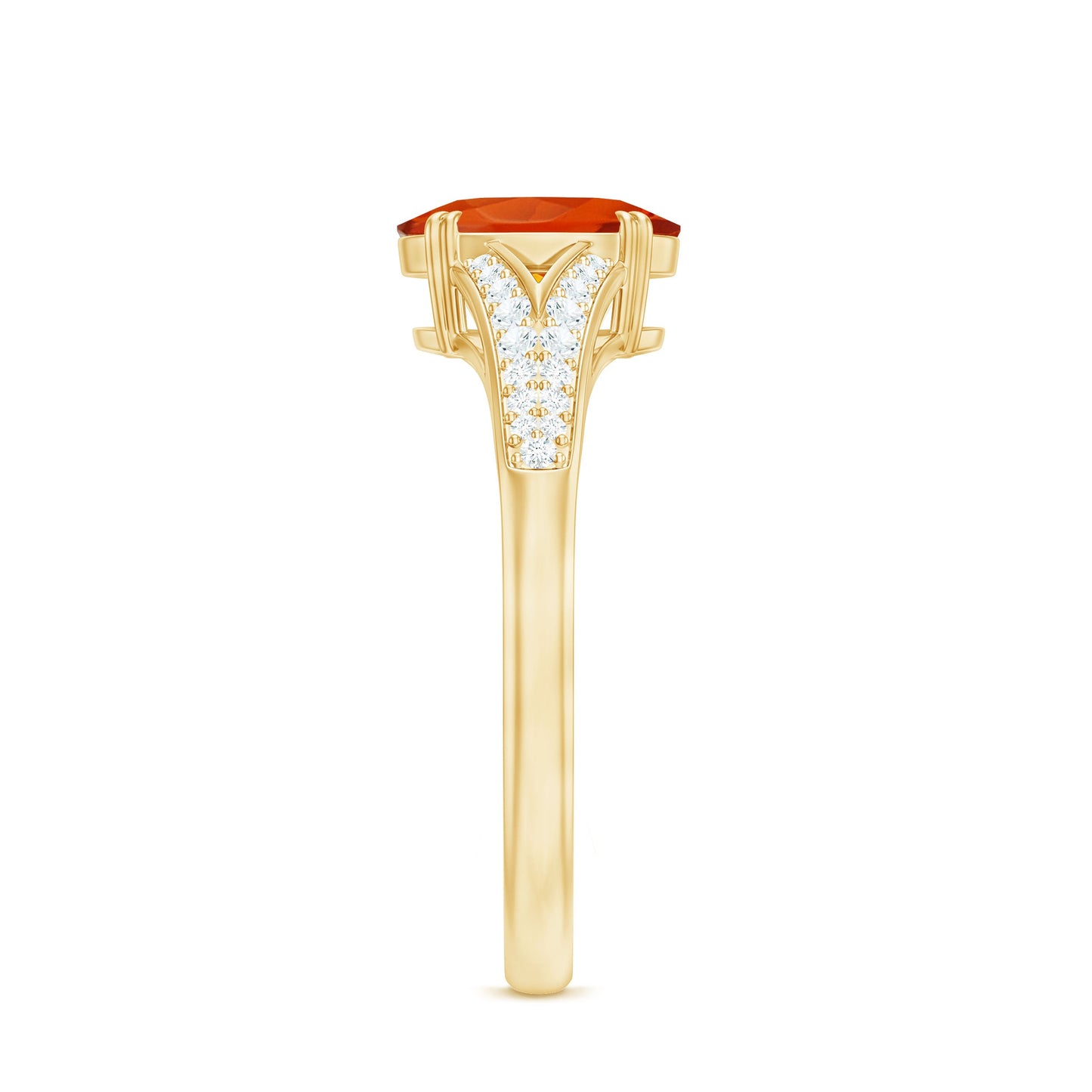 Oval 1 Carat Fire Opal Engagement Ring with Diamond Split Shank