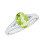 Natural 1 Carat Peridot Oval Engagement Ring with Diamond Split Shank