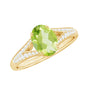 Natural 1 Carat Peridot Oval Engagement Ring with Diamond Split Shank