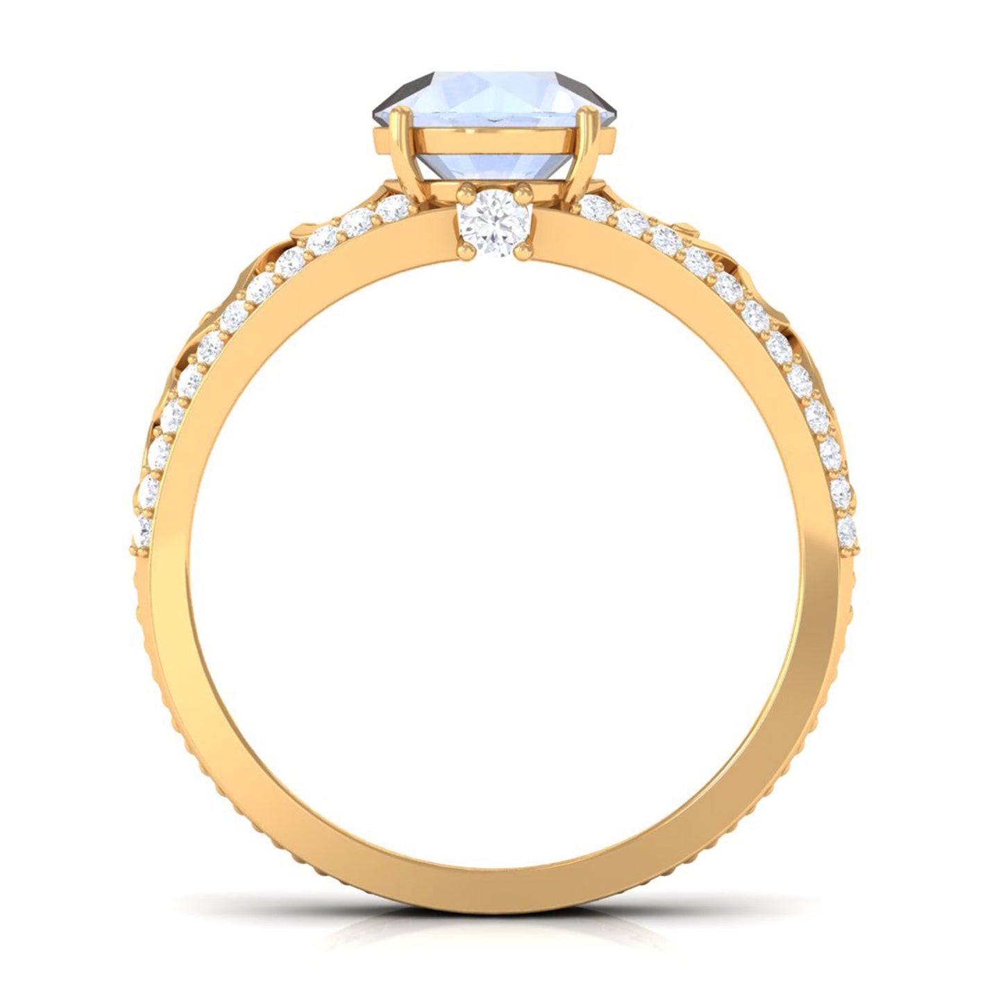 0.8 Carat Designer Moonstone Solitaire Engagement Ring with Diamond