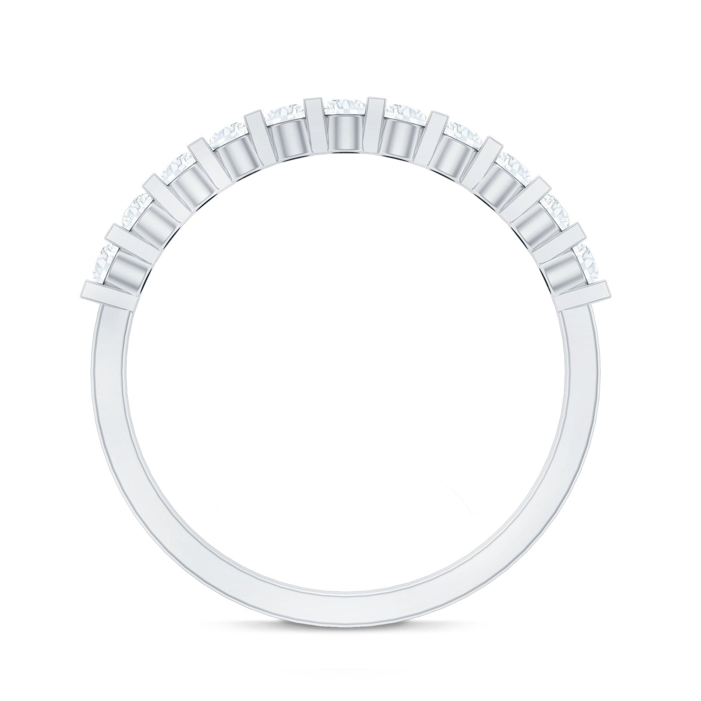 Minimalist Moissanite Half Eternity Stackable Ring