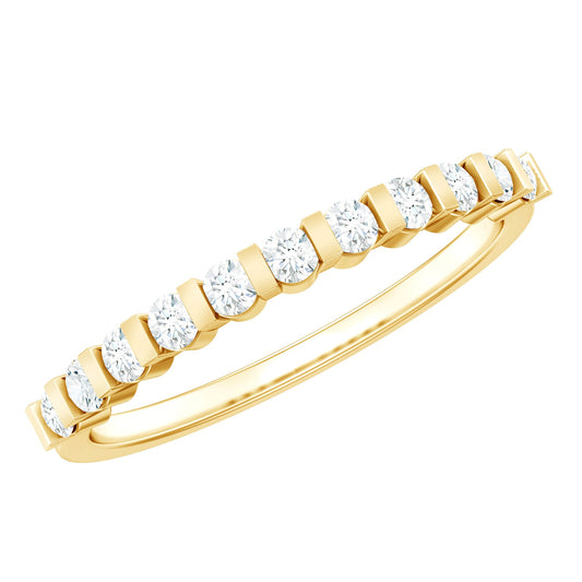 Minimalist Moissanite Half Eternity Stackable Ring