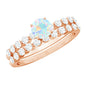 Certified Natural 0.5 Carat Ethiopian Opal Diamond Wedding Engagement Ring Set of 2