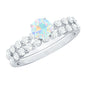 Certified Natural 0.5 Carat Ethiopian Opal Diamond Wedding Engagement Ring Set of 2