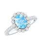 Real 1 Carat Oval Shape Aquamarine Halo Engagement Ring with Certificate