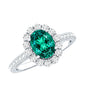 Certified 1.2 Carat Oval Lab Grown Emerald Halo Engagement Ring