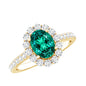 Certified 1.2 Carat Oval Lab Grown Emerald Halo Engagement Ring