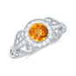Vintage Style Citrine Engagement Ring with Diamond Halo