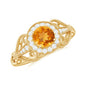 Vintage Style Citrine Engagement Ring with Diamond Halo