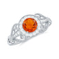 Real 0.45 Carat Fire Opal and Diamond Vintage Inspired Engagement Ring