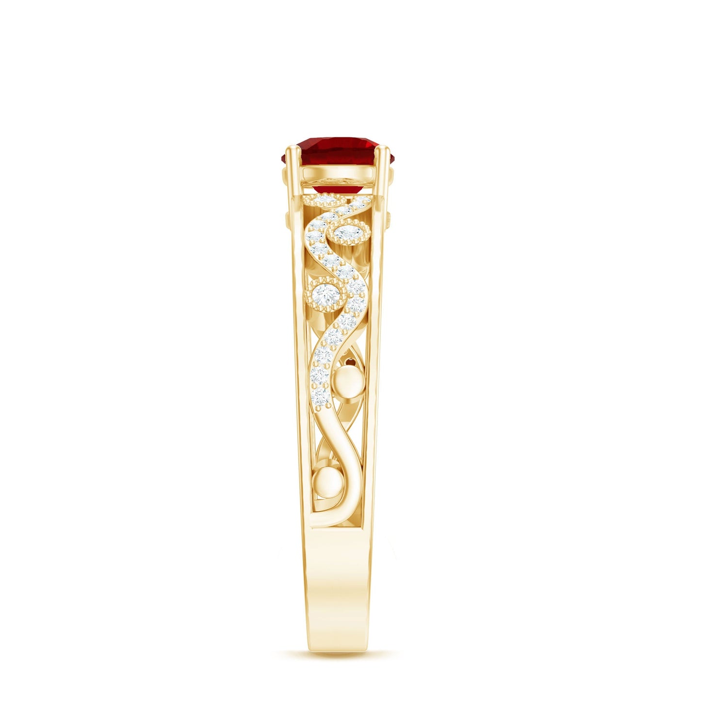 Designer Solitaire Engagement Ring with Lab Grown Ruby and Diamond