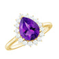 Natural 1 Carat Amethyst Pear Shaped Engagement Ring with Diamond Halo