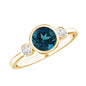 Bezel Set Round London Blue Topaz Solitaire Engagement Ring With Diamond