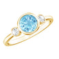 Bezel Set Real Aquamarine Diamond Engagement Ring with Certificate
