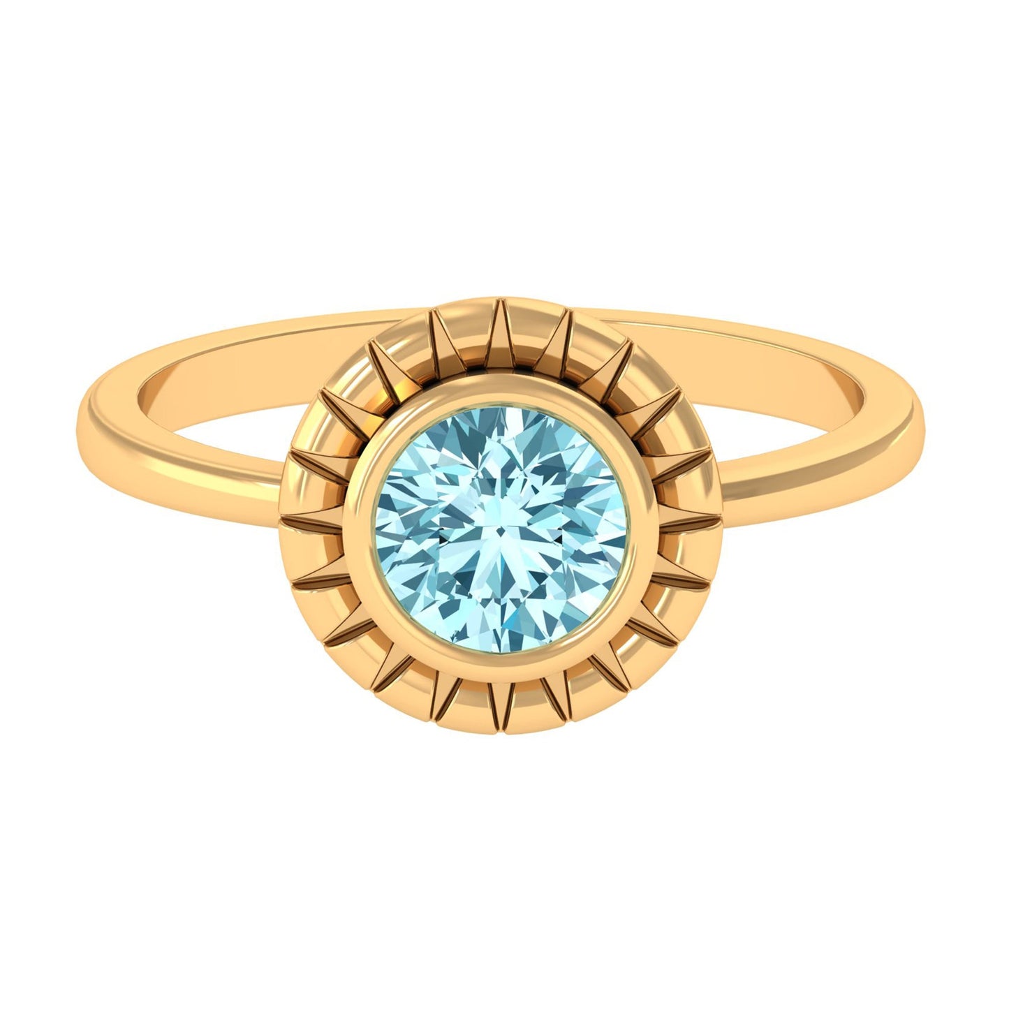 Bezel Set Aquamarine Solitaire Engagement Ring