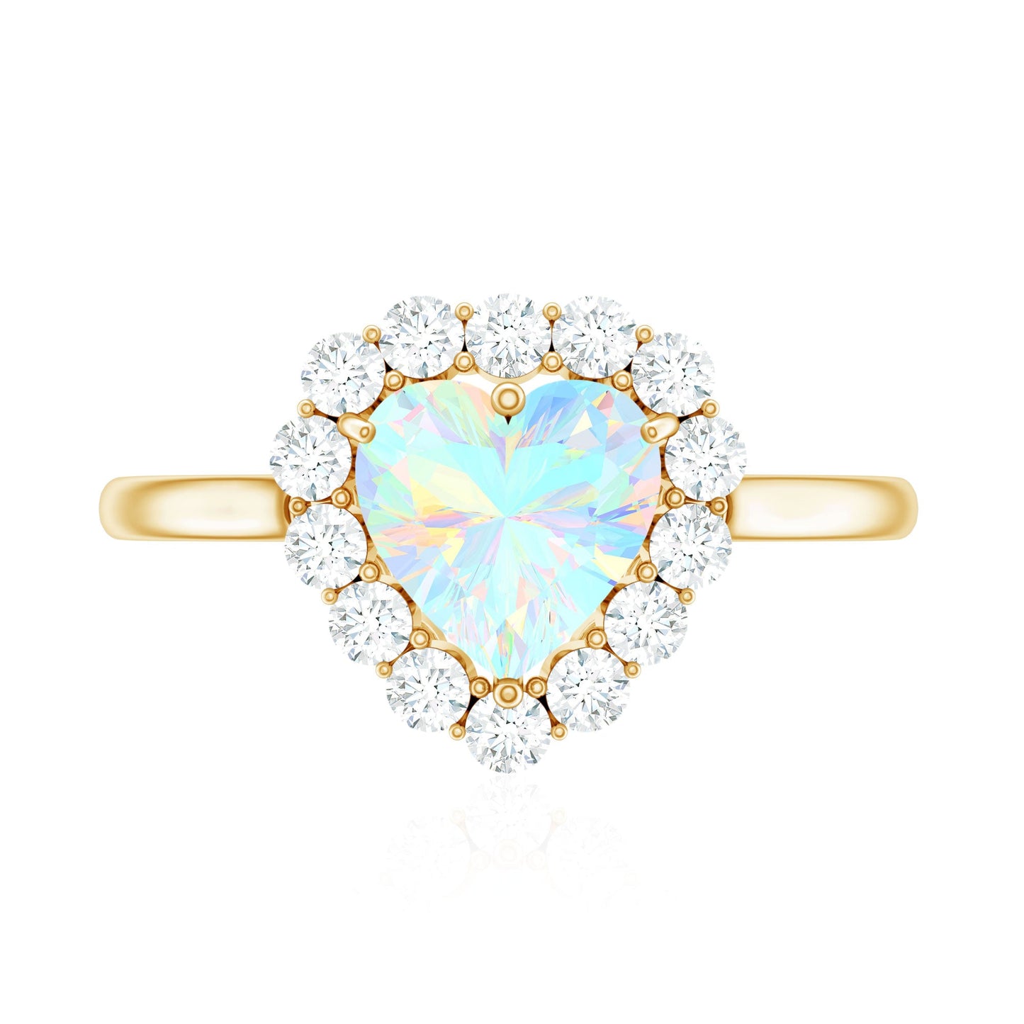 Certified Real Ethiopian Opal Heart Shaped Engagement Ring with Diamond Halo