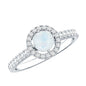 Certified Round Moonstone Halo Engagement Ring With Diamond Accent