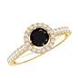 Minimal Black Spinel Minimal Engagement Ring with Diamond Halo