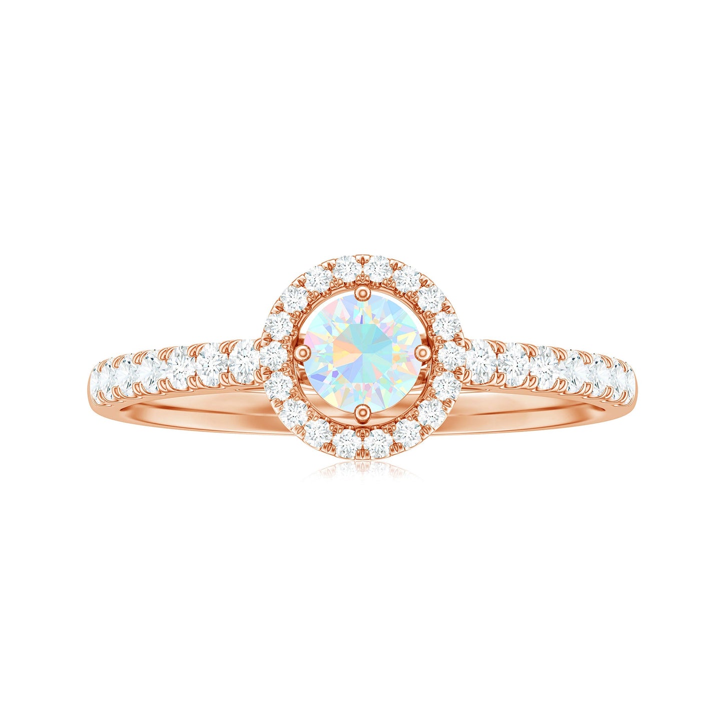 Natural Ethiopian Opal Diamond Engagement Ring with Halo