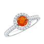 0.45 Carat Real Fire Opal and Diamond Halo Engagement Ring