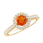 0.45 Carat Real Fire Opal and Diamond Halo Engagement Ring