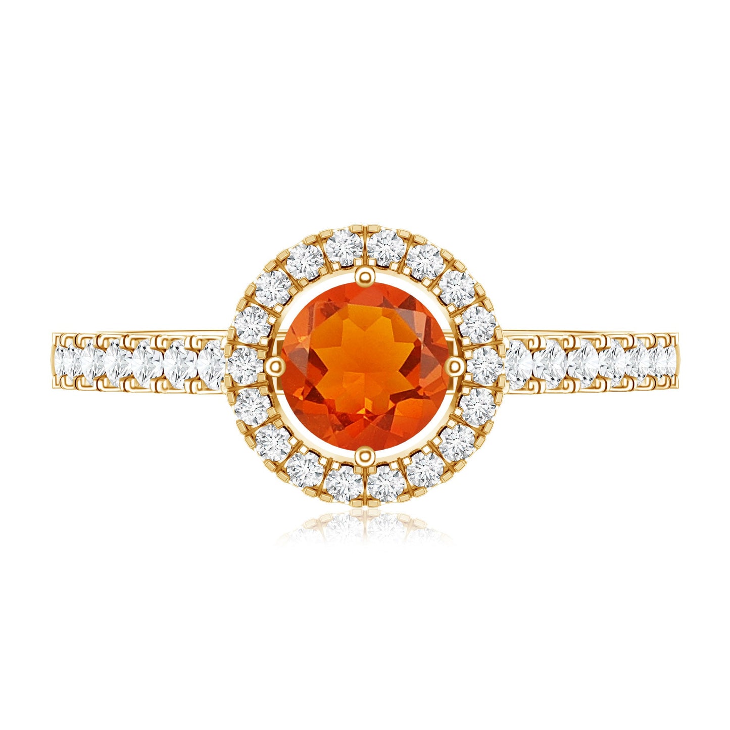 0.45 Carat Real Fire Opal and Diamond Halo Engagement Ring