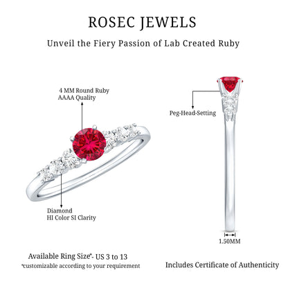 Graduated Style Lab Created Ruby and Diamond Promise Ring