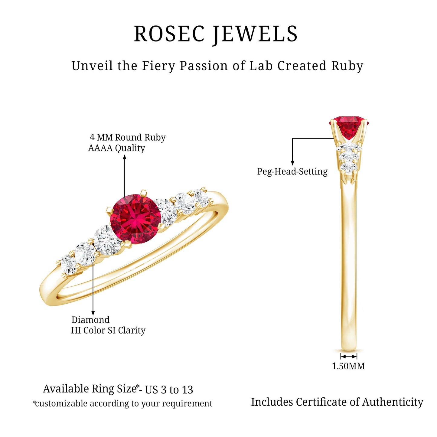 Graduated Style Lab Created Ruby and Diamond Promise Ring
