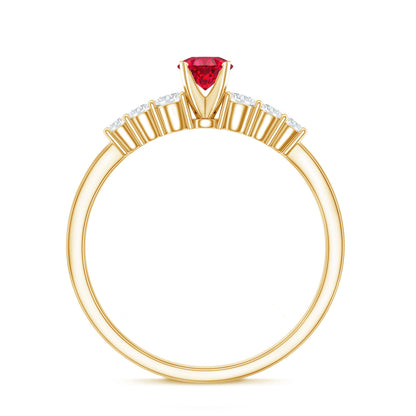 Graduated Style Lab Created Ruby and Diamond Promise Ring