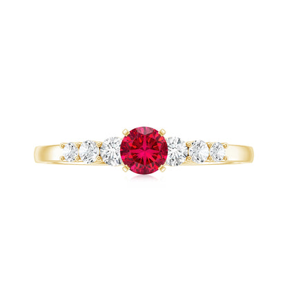 Graduated Style Lab Created Ruby and Diamond Promise Ring
