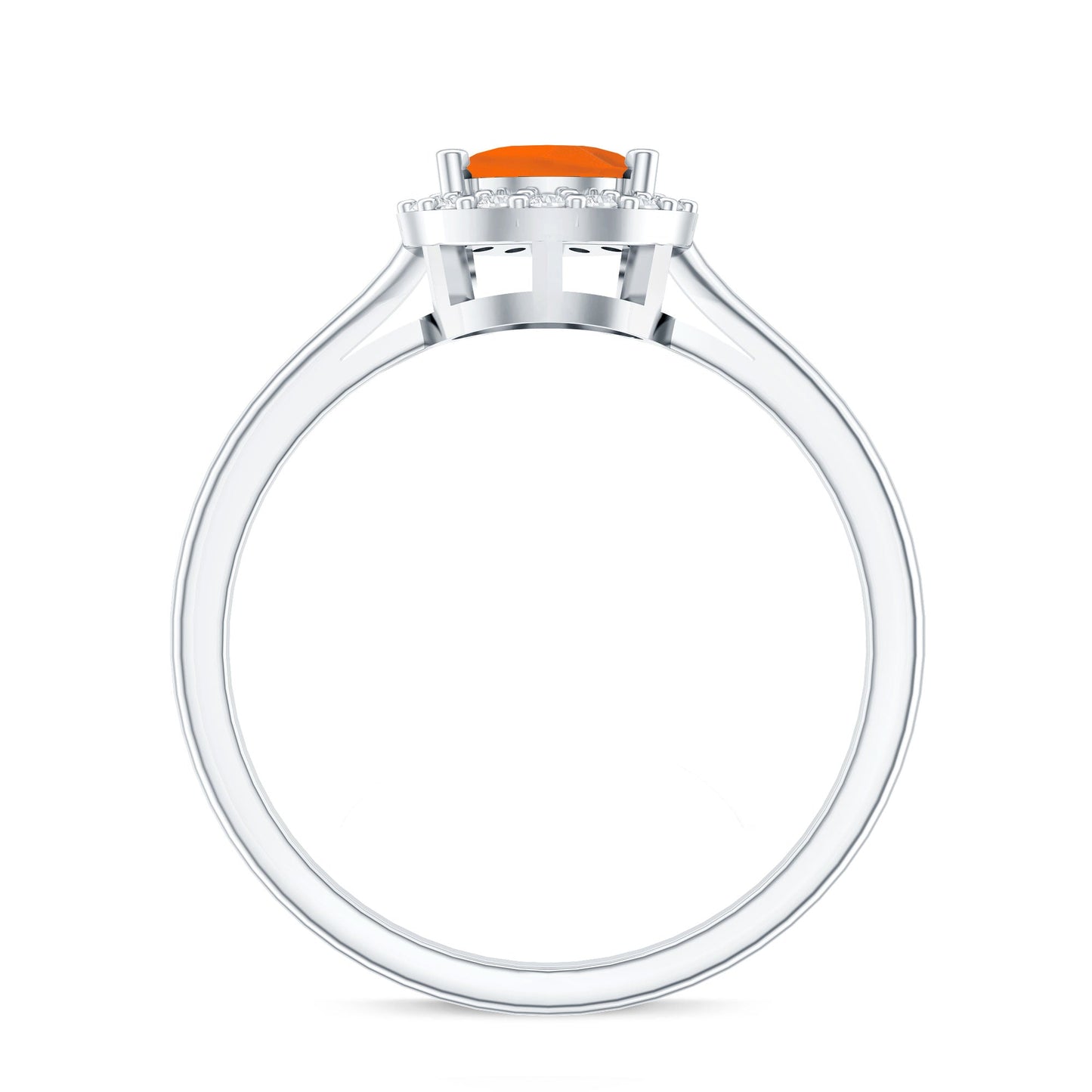 0.6 Carat Teardrop Fire Opal Ring with Diamond Halo