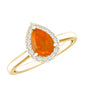 0.6 Carat Teardrop Fire Opal Ring with Diamond Halo