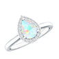 Certified Real 5X7 mm Ethiopian Opal Engagement Ring with Diamond Halo
