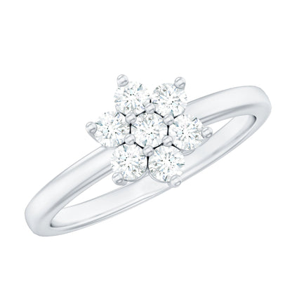 Certified Brilliant Cut Moissanite Flower Engagement Ring