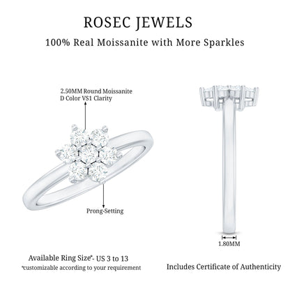 Certified Brilliant Cut Moissanite Flower Engagement Ring