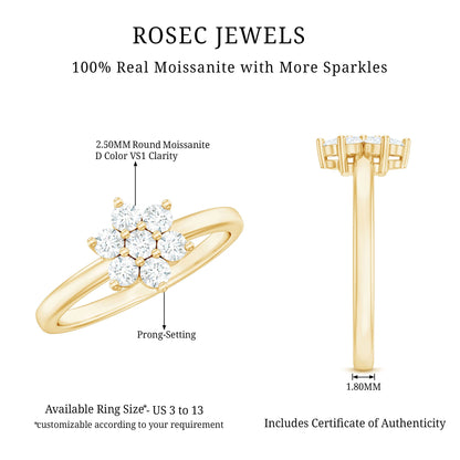 Certified Brilliant Cut Moissanite Flower Engagement Ring