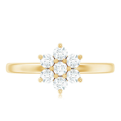 Certified Brilliant Cut Moissanite Flower Engagement Ring