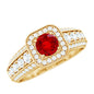 Lab Grown Ruby and Moissanite Halo Engagement Ring